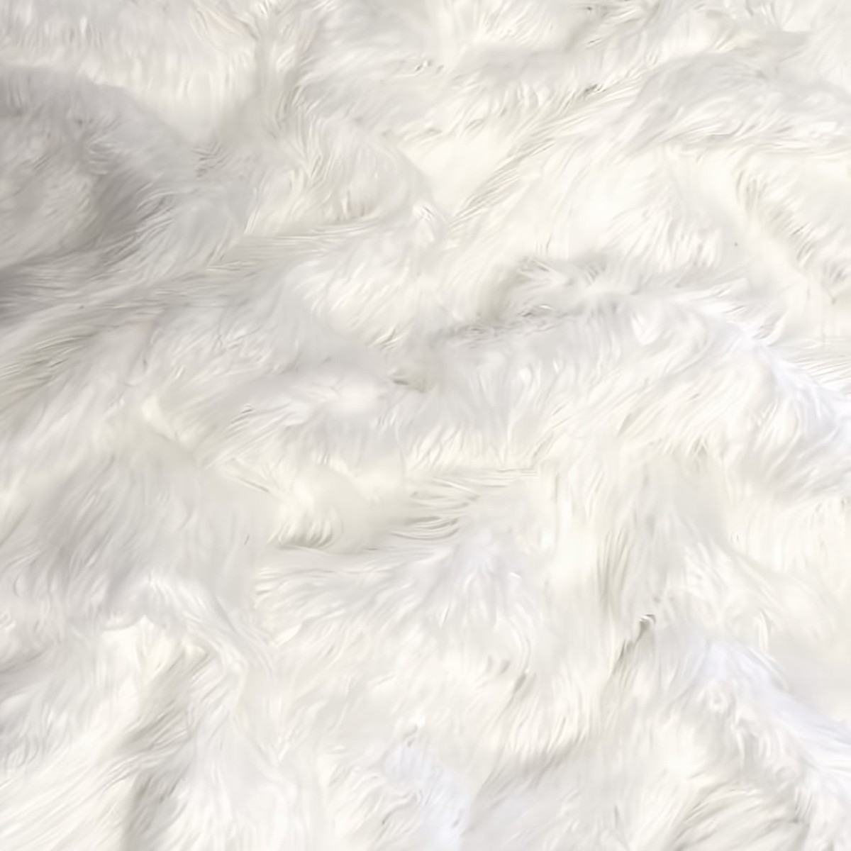 (Second Quality Goods) White Solid Mongolian Long Pile Faux Fur Fabric / Sold By The Yard